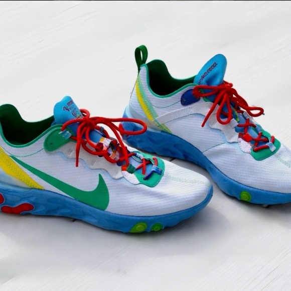 Nike React Element 55-SE sneakers Nintendo Guava Ice Lucid Green Men’s 6.5  5Y - Picture 3 of 8